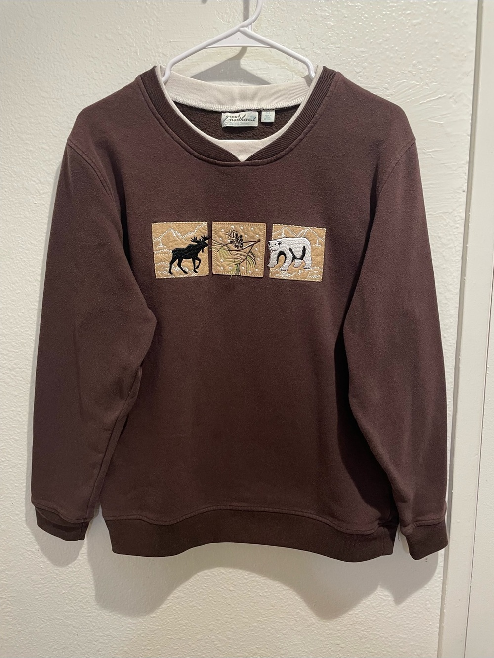 VTG 90s Great Northwest Wildlife Embroidered Crewneck Sweatshirt Men's L